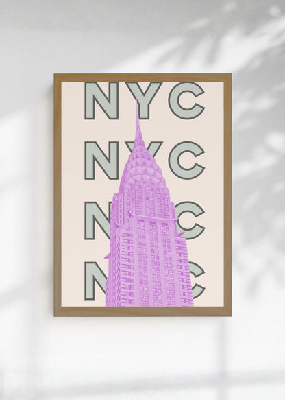 Cuadro Decorativo Travel, Chrysler, NYC USA, Gris Violeta