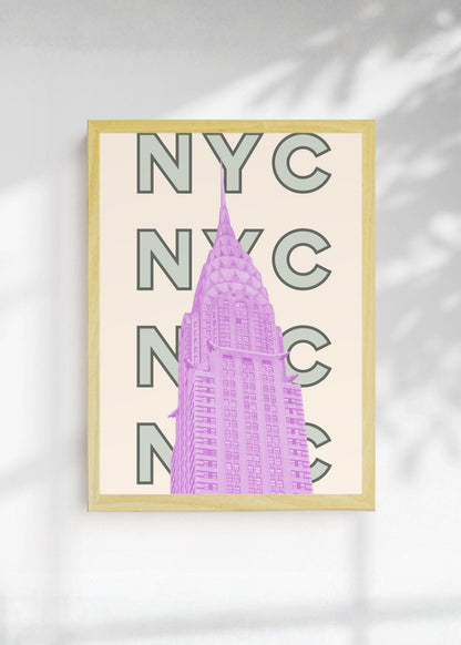 Cuadro Decorativo Travel, Chrysler, NYC USA, Gris Violeta