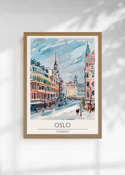 Cuadro Decorativo Travel, Oslo, Noruega, Ilustración Ciudad