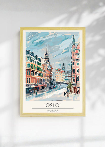 Cuadro Decorativo Travel, Oslo, Noruega, Ilustración Ciudad