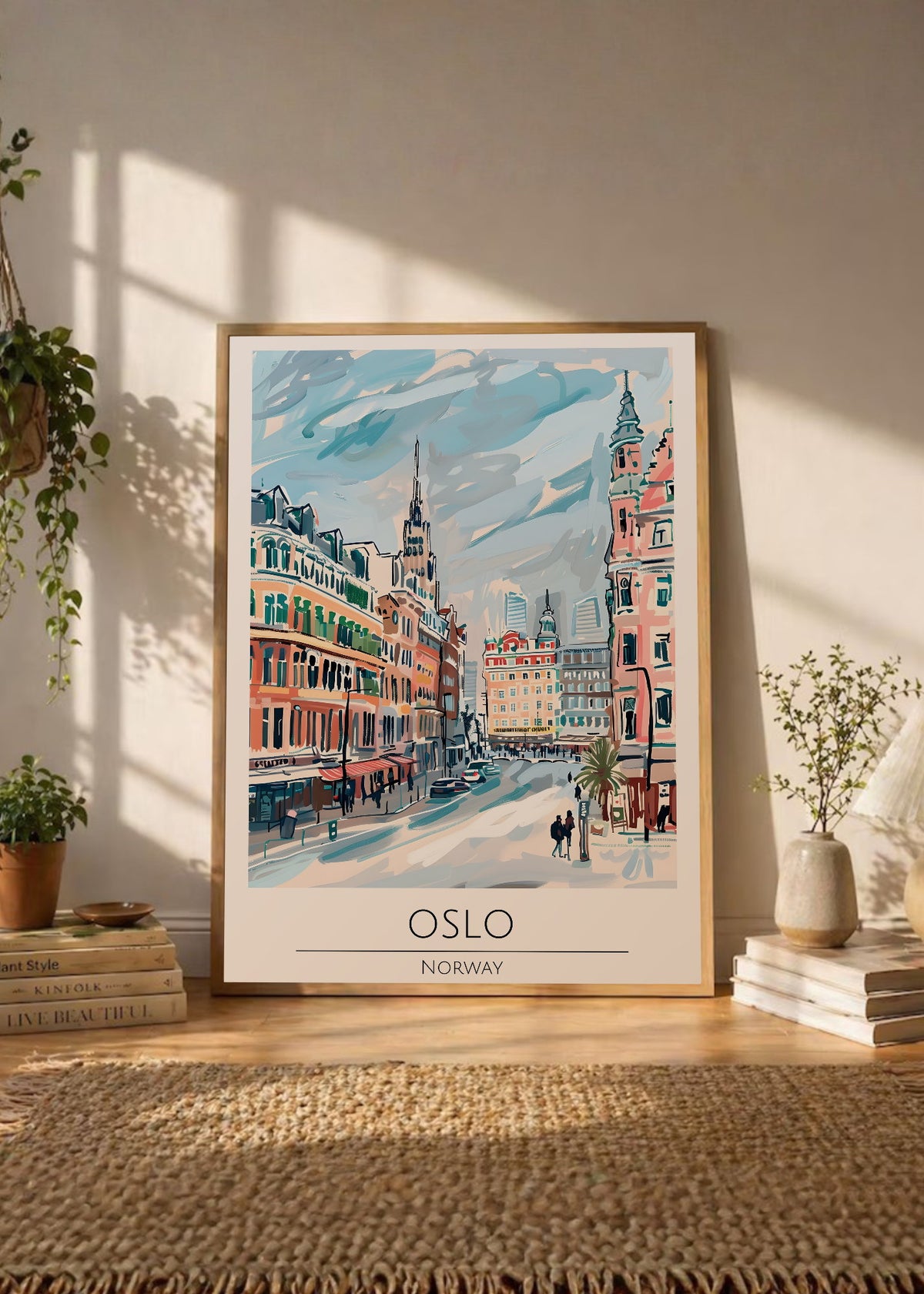 Cuadro Decorativo Travel, Oslo, Noruega, Ilustración Ciudad