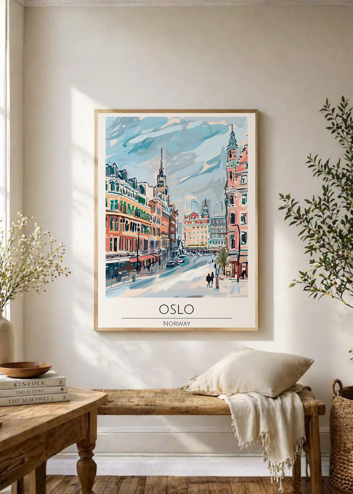 Cuadro Decorativo Travel, Oslo, Noruega, Ilustración Ciudad