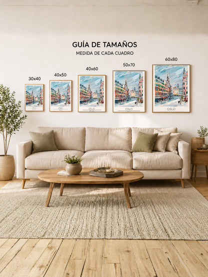 Cuadro Decorativo Travel, Oslo, Noruega, Ilustración Ciudad