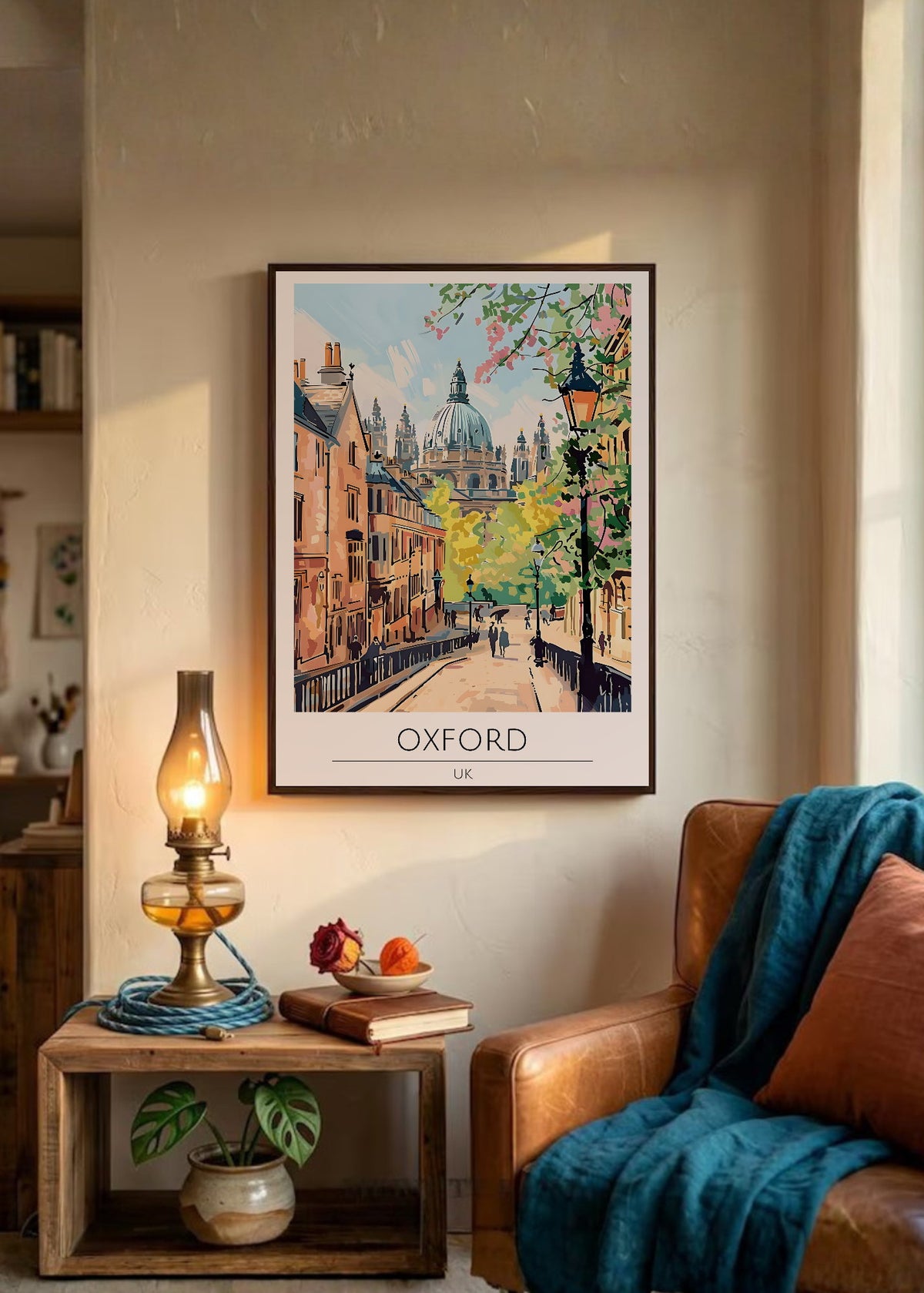 Cuadro Decorativo Travel, Oxford, UK, Ilustración Calle