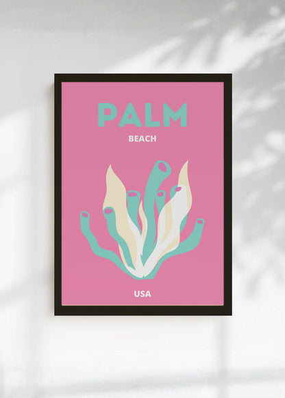 Cuadro Decorativo Travel, Palm Beach, USA, Coral Rosa
