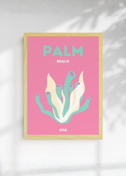 Cuadro Decorativo Travel, Palm Beach, USA, Coral Rosa