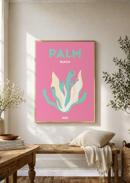 Cuadro Decorativo Travel, Palm Beach, USA, Coral Rosa