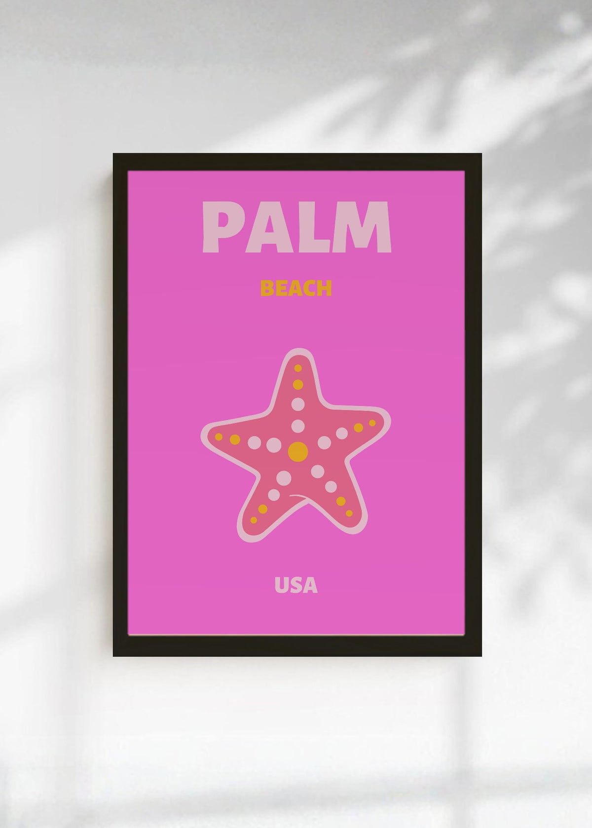 Cuadro Decorativo Travel, Palm Beach, USA, Estrella Mar Fucsia