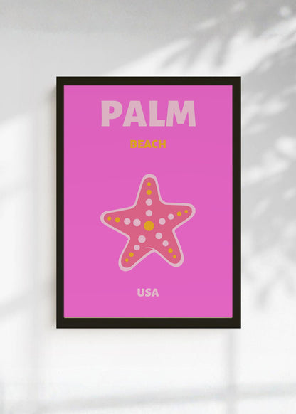 Cuadro Decorativo Travel, Palm Beach, USA, Estrella Mar Fucsia