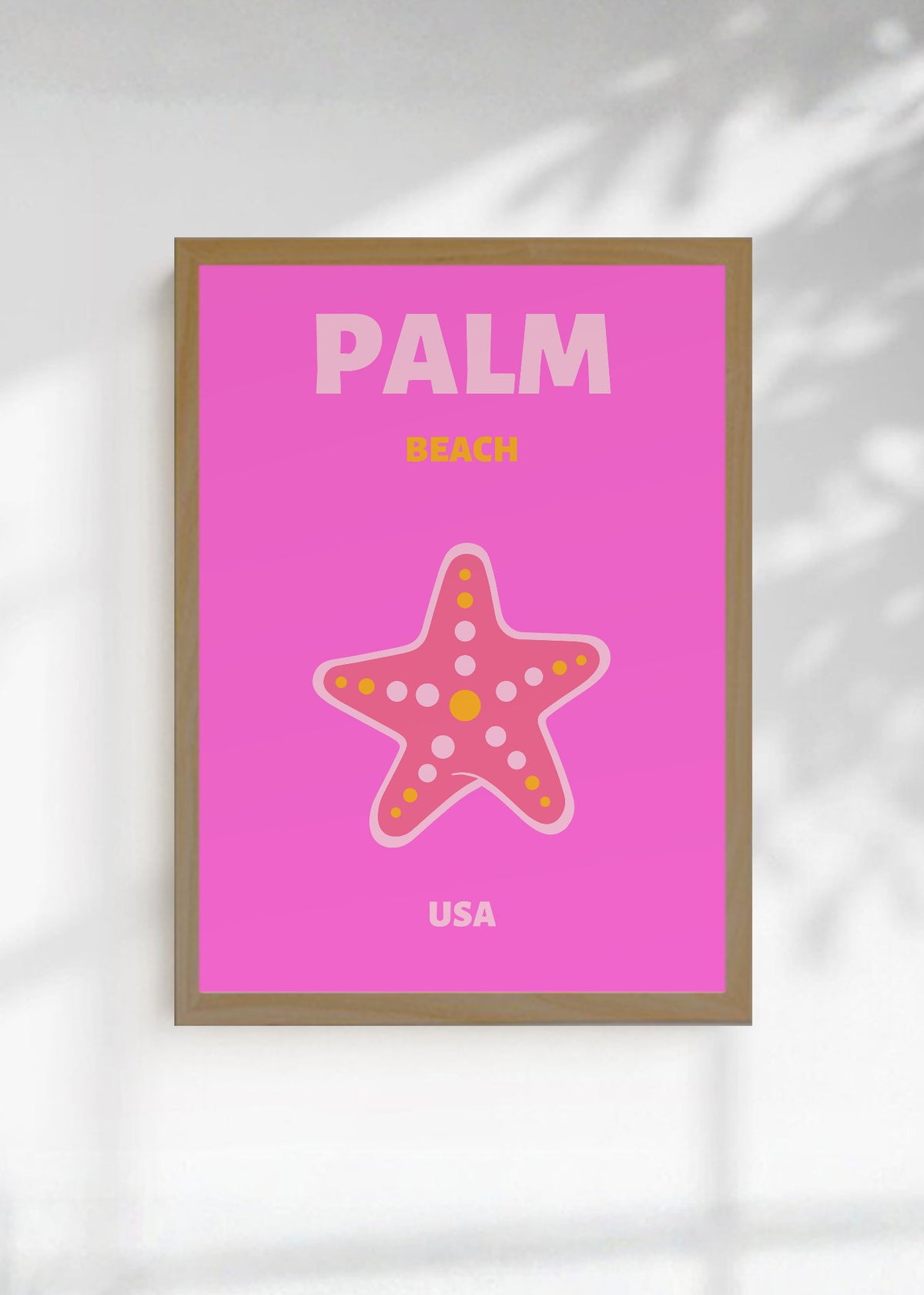 Cuadro Decorativo Travel, Palm Beach, USA, Estrella Mar Fucsia