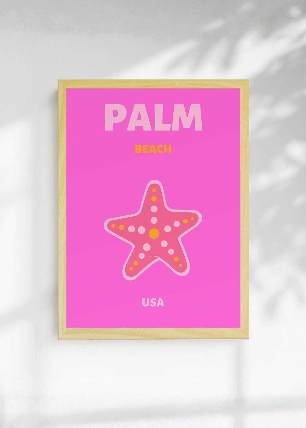 Cuadro Decorativo Travel, Palm Beach, USA, Estrella Mar Fucsia
