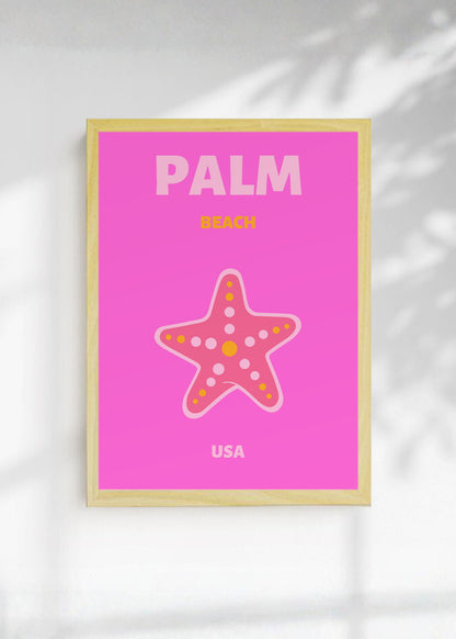 Cuadro Decorativo Travel, Palm Beach, USA, Estrella Mar Fucsia