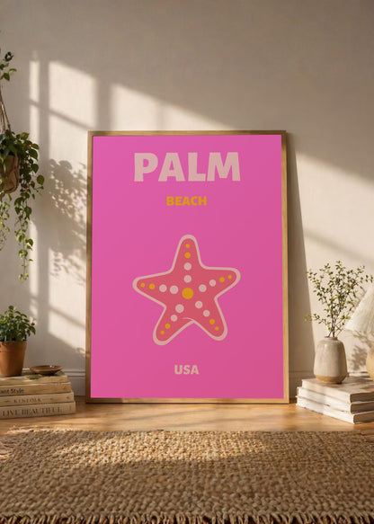 Cuadro Decorativo Travel, Palm Beach, USA, Estrella Mar Fucsia