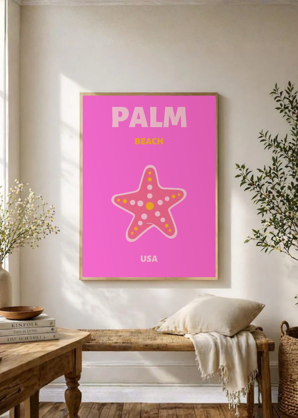 Cuadro Decorativo Travel, Palm Beach, USA, Estrella Mar Fucsia