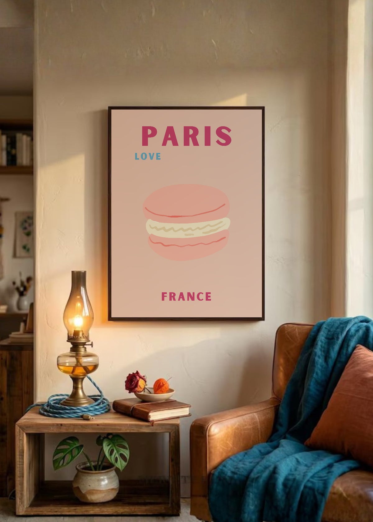 Cuadro Decorativo Travel, París, Francia, Macaron Rosa