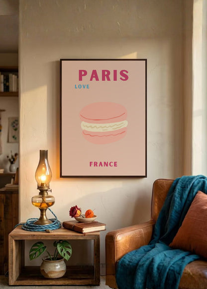 Cuadro Decorativo Travel, París, Francia, Macaron Rosa