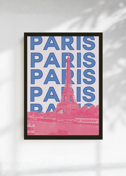 Cuadro Decorativo Travel, París Torre Eiffel, Francia, Azul Rosa