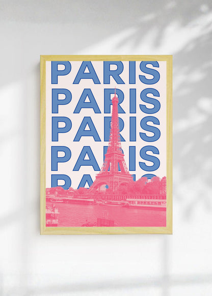 Cuadro Decorativo Travel, París Torre Eiffel, Francia, Azul Rosa