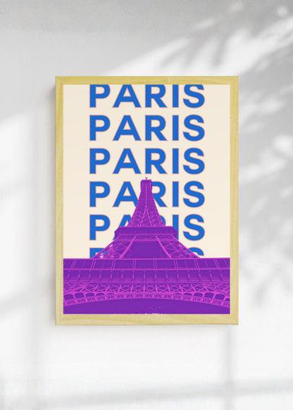 Cuadro Decorativo Travel, París Torre Eiffel, Francia, Violeta