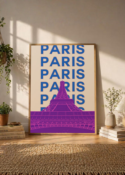 Cuadro Decorativo Travel, París Torre Eiffel, Francia, Violeta