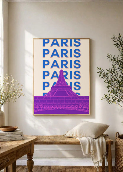 Cuadro Decorativo Travel, París Torre Eiffel, Francia, Violeta