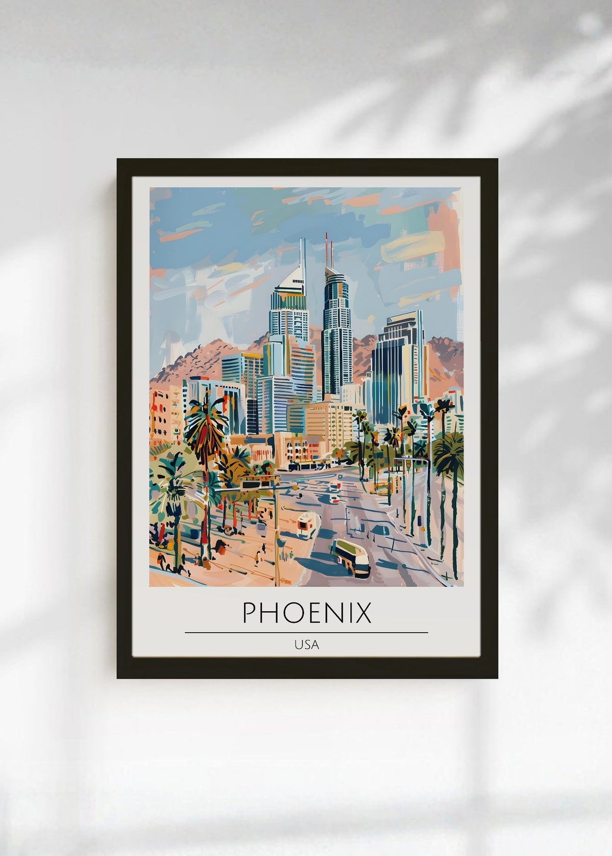 Cuadro Decorativo Travel, Phoenix, USA, Ilustración Ciudad