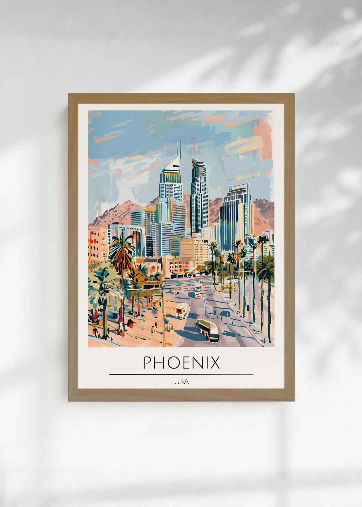 Cuadro Decorativo Travel, Phoenix, USA, Ilustración Ciudad