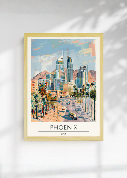 Cuadro Decorativo Travel, Phoenix, USA, Ilustración Ciudad