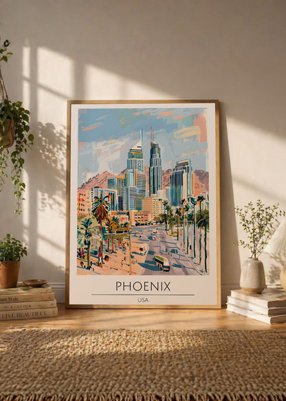 Cuadro Decorativo Travel, Phoenix, USA, Ilustración Ciudad