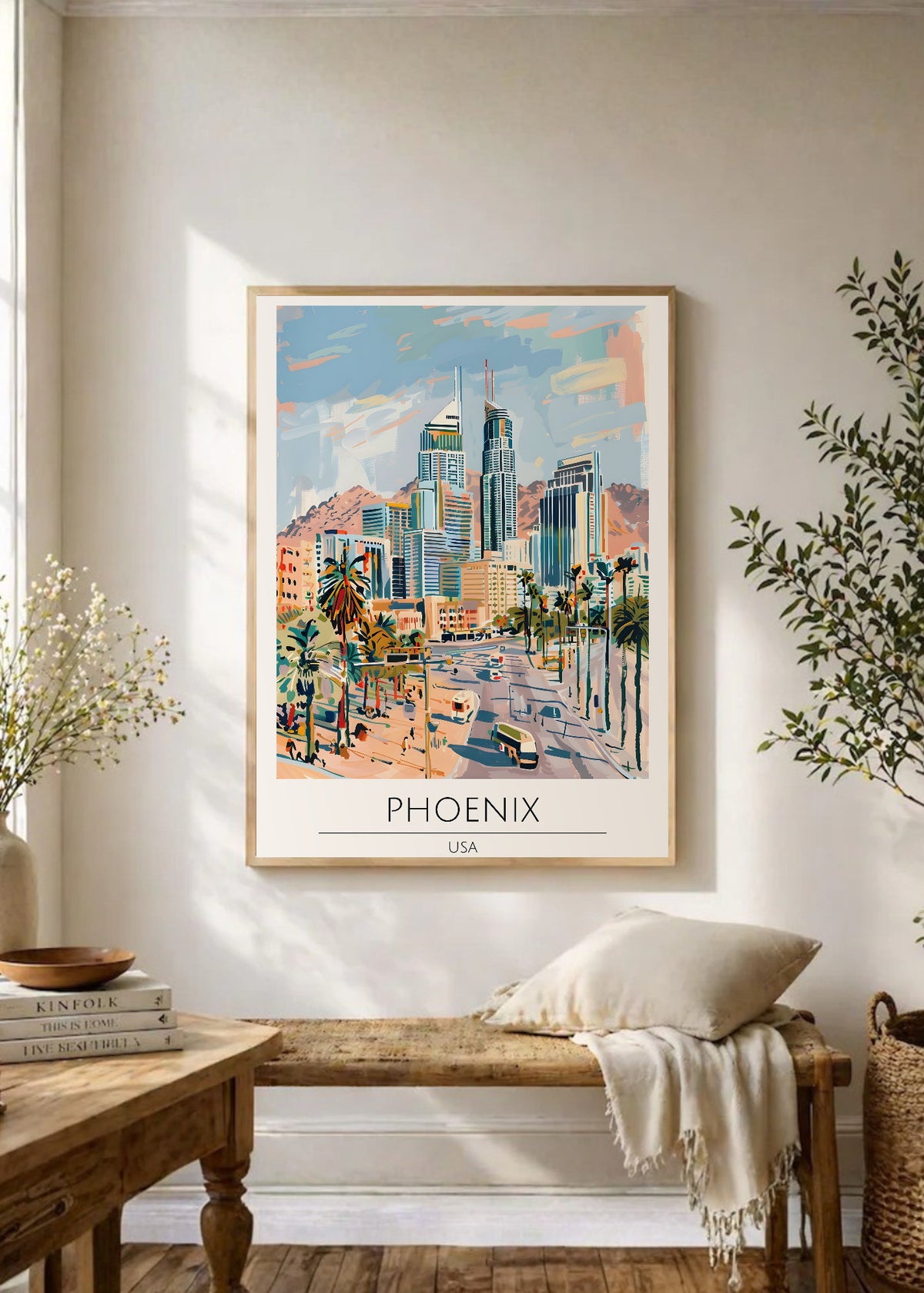 Cuadro Decorativo Travel, Phoenix, USA, Ilustración Ciudad