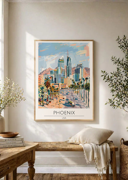 Cuadro Decorativo Travel, Phoenix, USA, Ilustración Ciudad