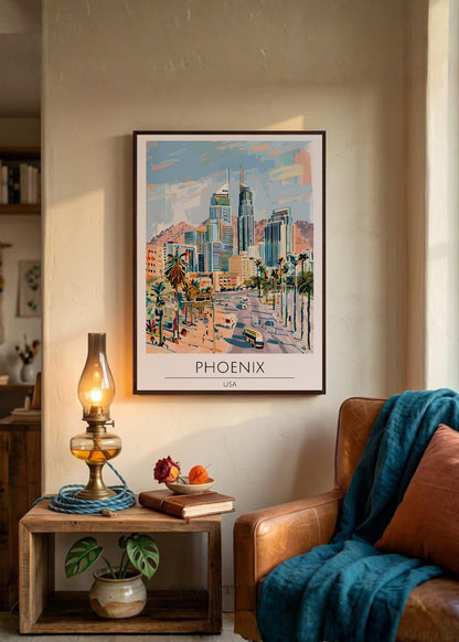 Cuadro Decorativo Travel, Phoenix, USA, Ilustración Ciudad