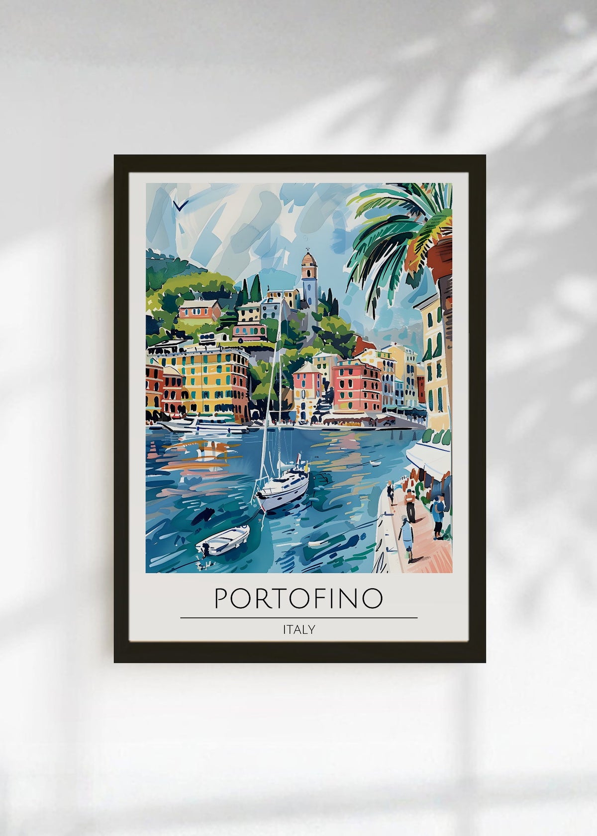 Cuadro Decorativo Travel, Portofino, Italia, Ilustración Puerto