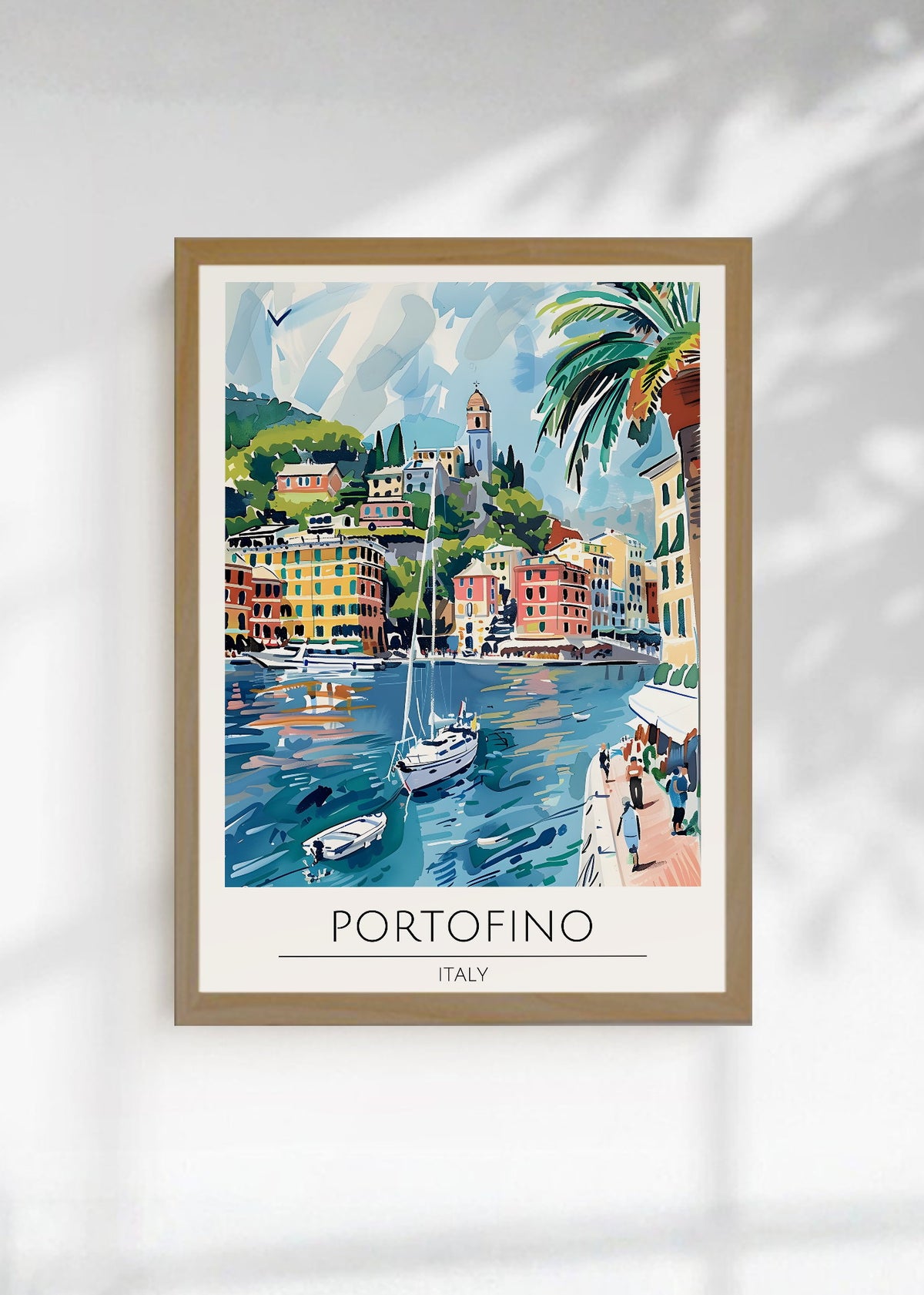 Cuadro Decorativo Travel, Portofino, Italia, Ilustración Puerto