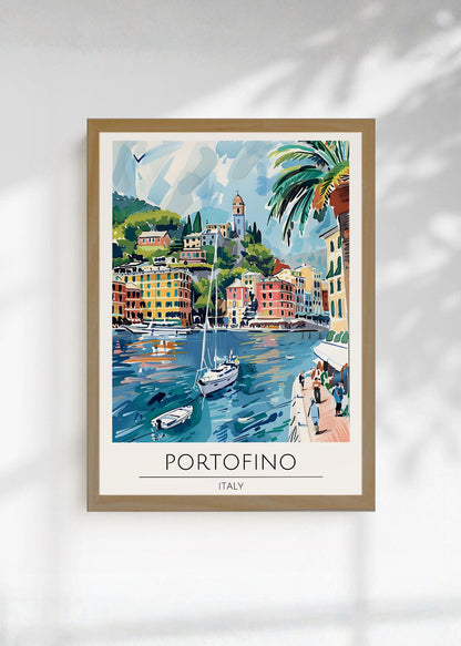 Cuadro Decorativo Travel, Portofino, Italia, Ilustración Puerto