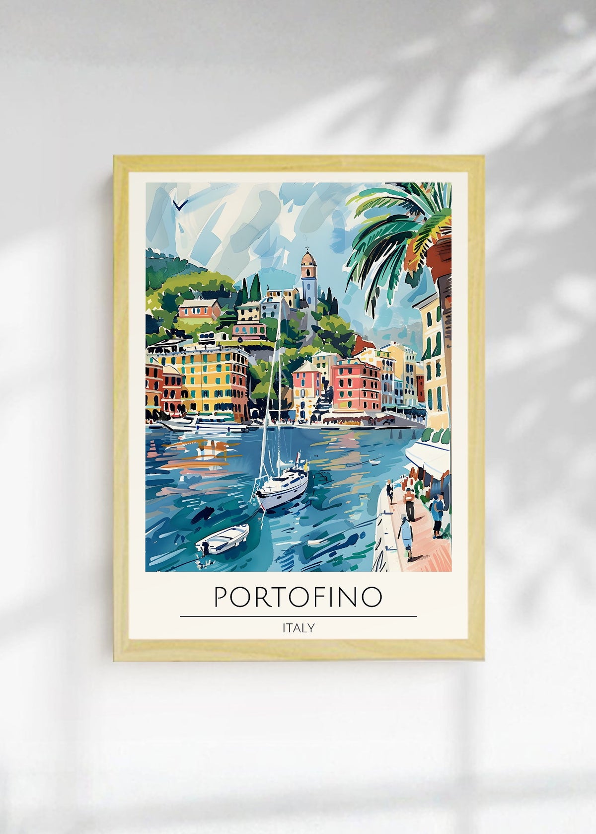Cuadro Decorativo Travel, Portofino, Italia, Ilustración Puerto