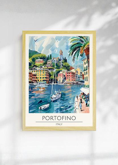 Cuadro Decorativo Travel, Portofino, Italia, Ilustración Puerto