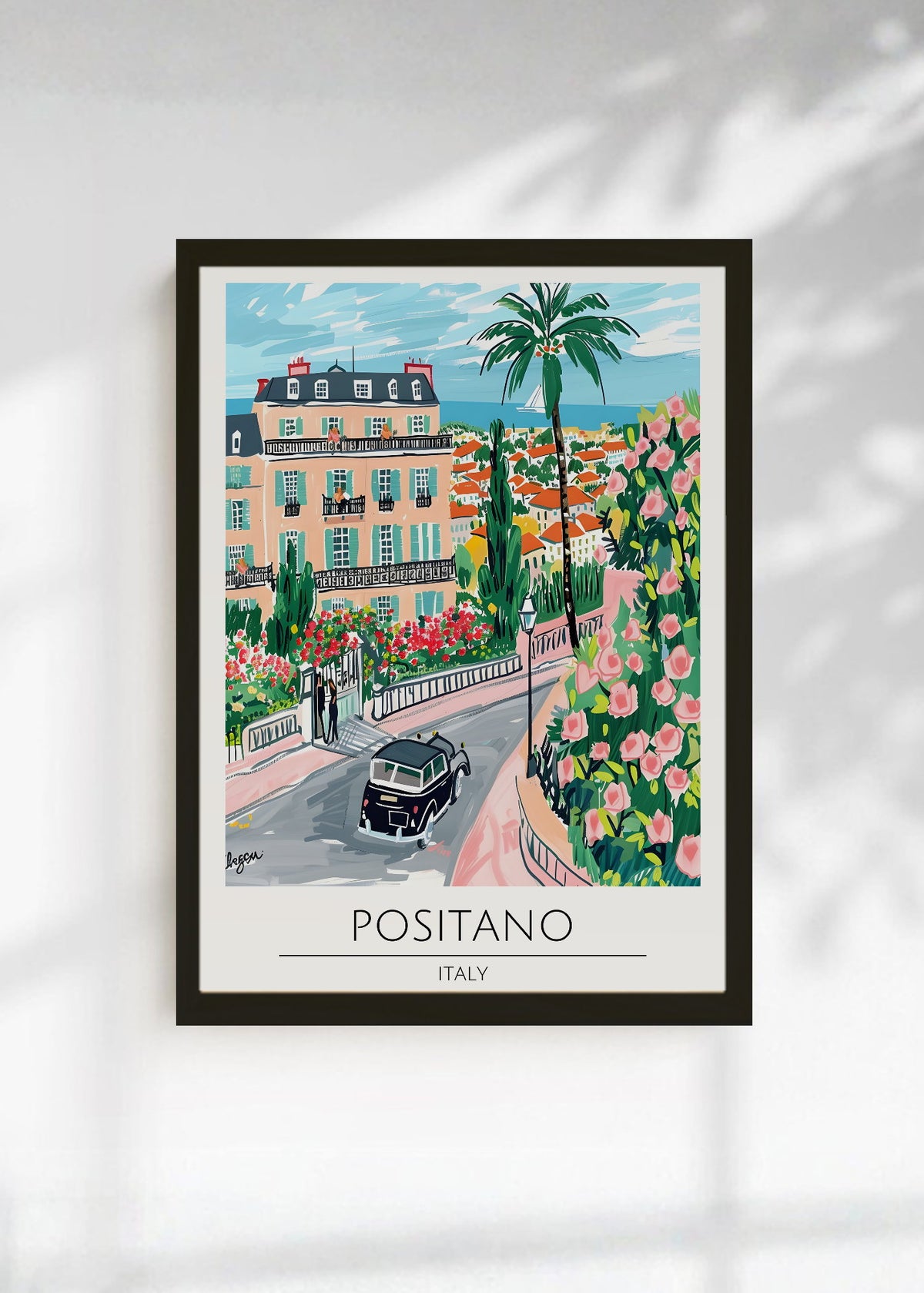 Cuadro Decorativo Travel, Positano, Italia, Ilustración Costa
