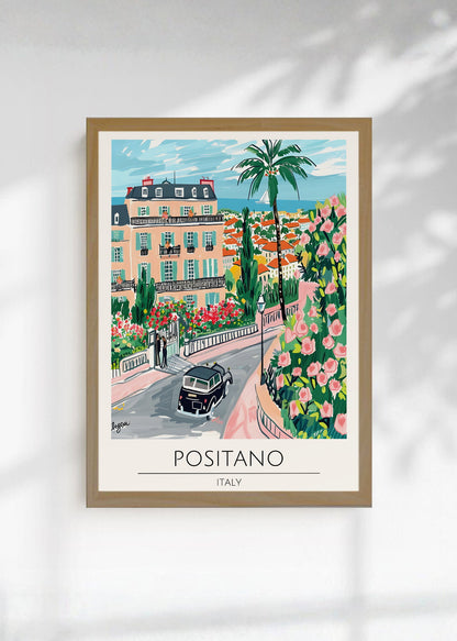 Cuadro Decorativo Travel, Positano, Italia, Ilustración Costa