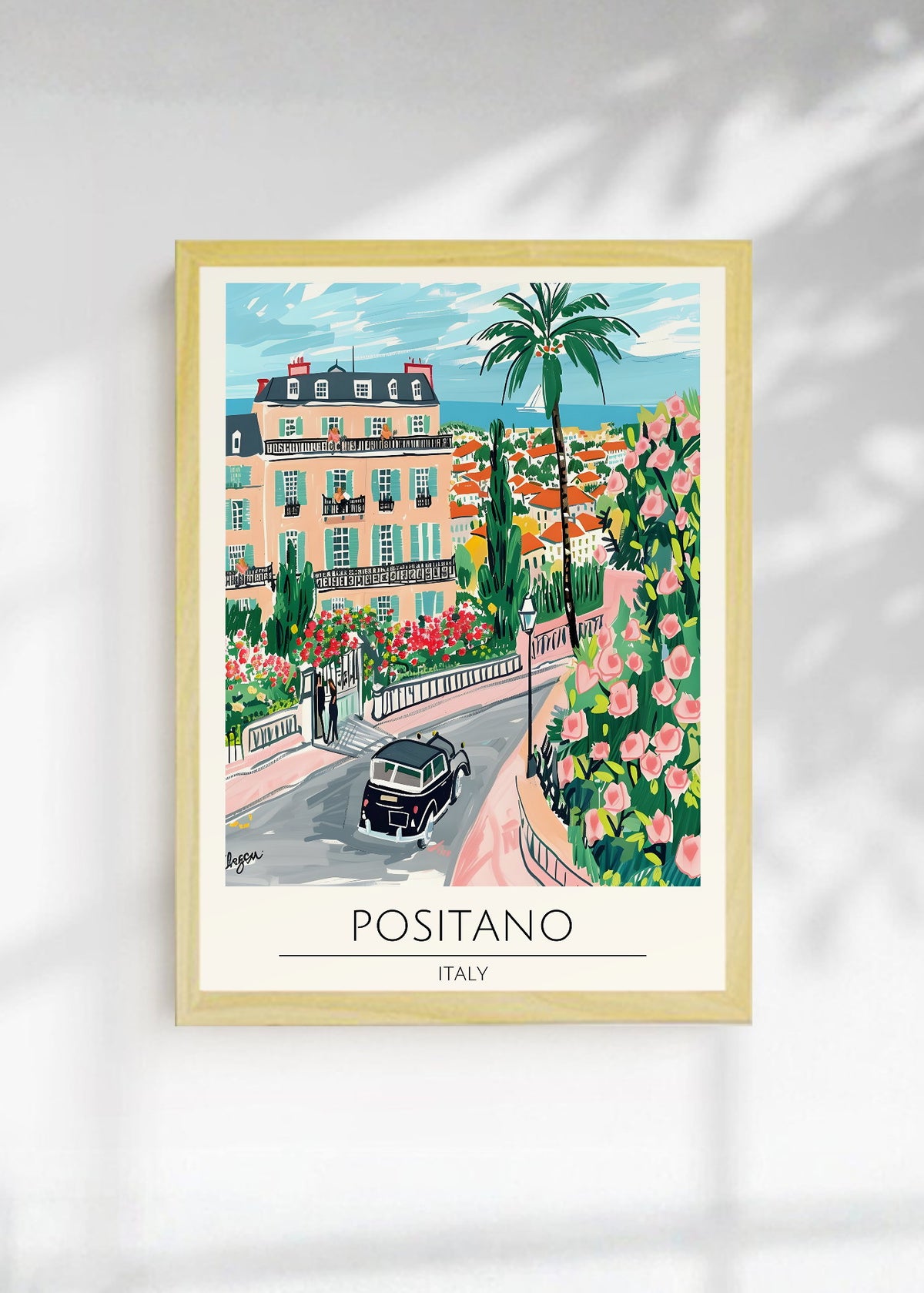Cuadro Decorativo Travel, Positano, Italia, Ilustración Costa