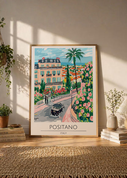 Cuadro Decorativo Travel, Positano, Italia, Ilustración Costa
