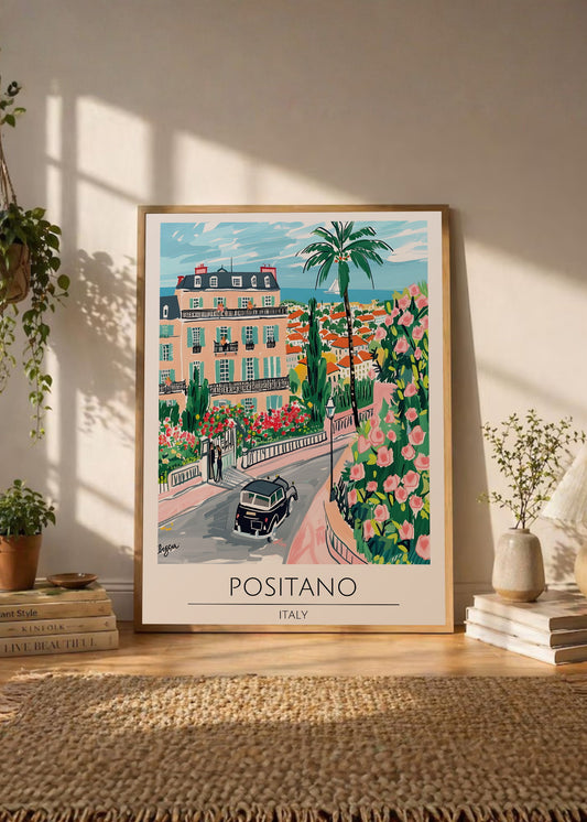 Cuadro Decorativo Travel, Positano, Italia, Ilustración Costa