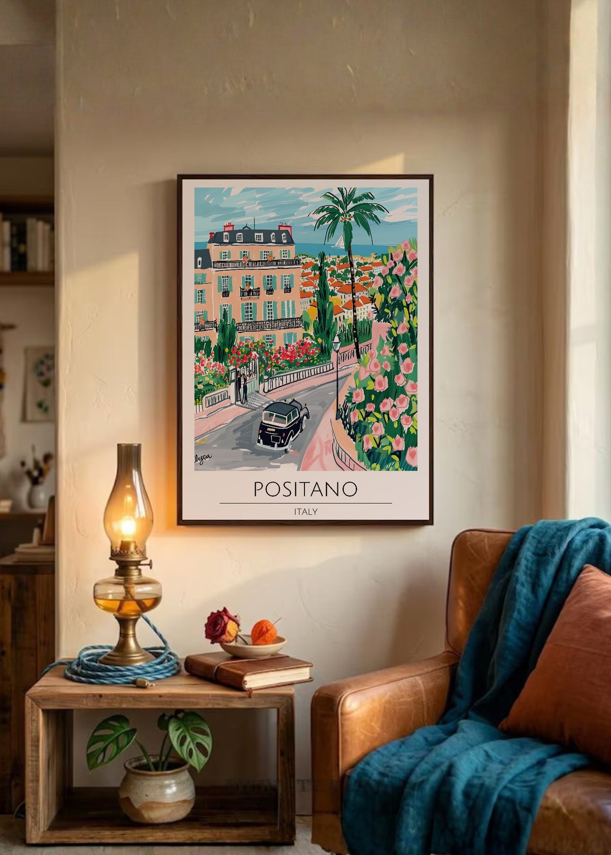 Cuadro Decorativo Travel, Positano, Italia, Ilustración Costa
