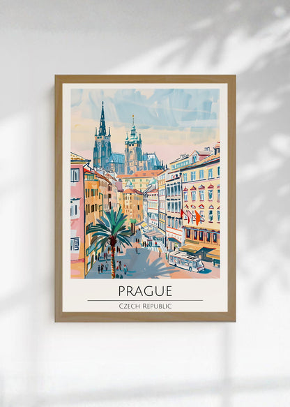 Cuadro Decorativo Travel, Praga, Chequia, Ilustración Castillo