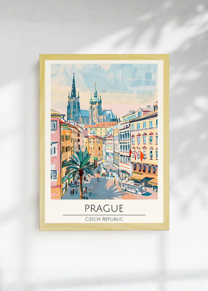 Cuadro Decorativo Travel, Praga, Chequia, Ilustración Castillo