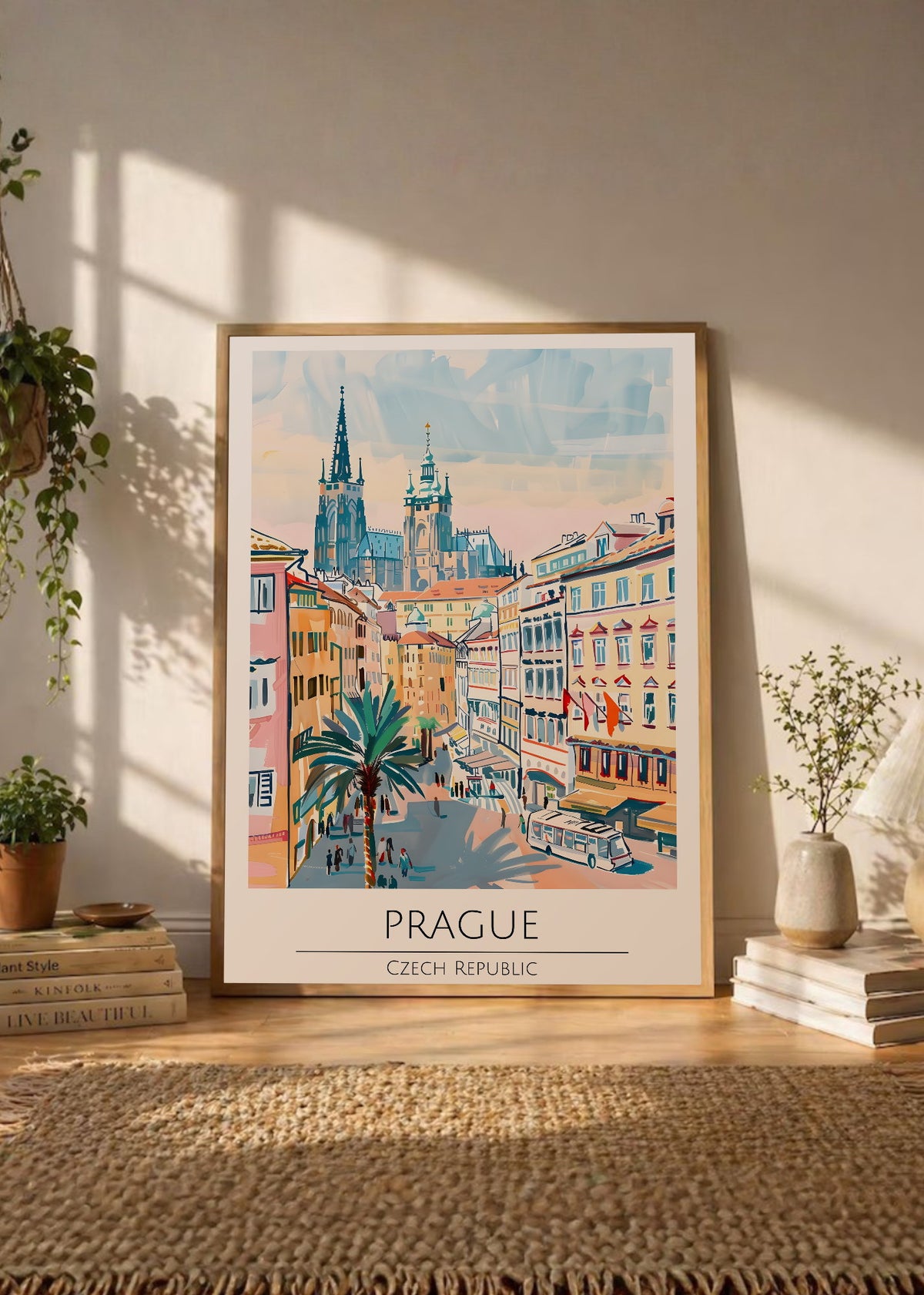 Cuadro Decorativo Travel, Praga, Chequia, Ilustración Castillo