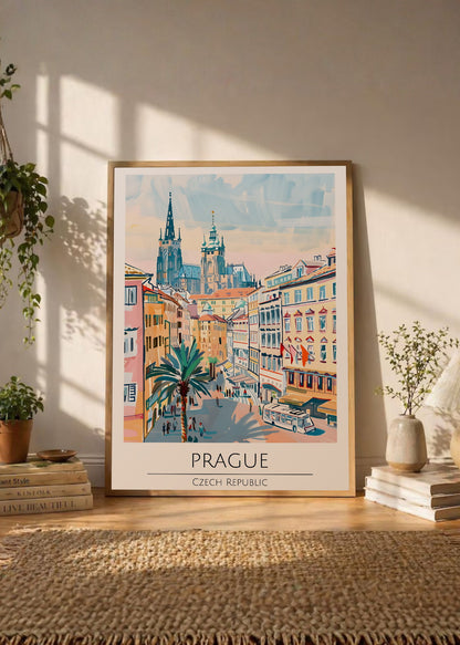 Cuadro Decorativo Travel, Praga, Chequia, Ilustración Castillo