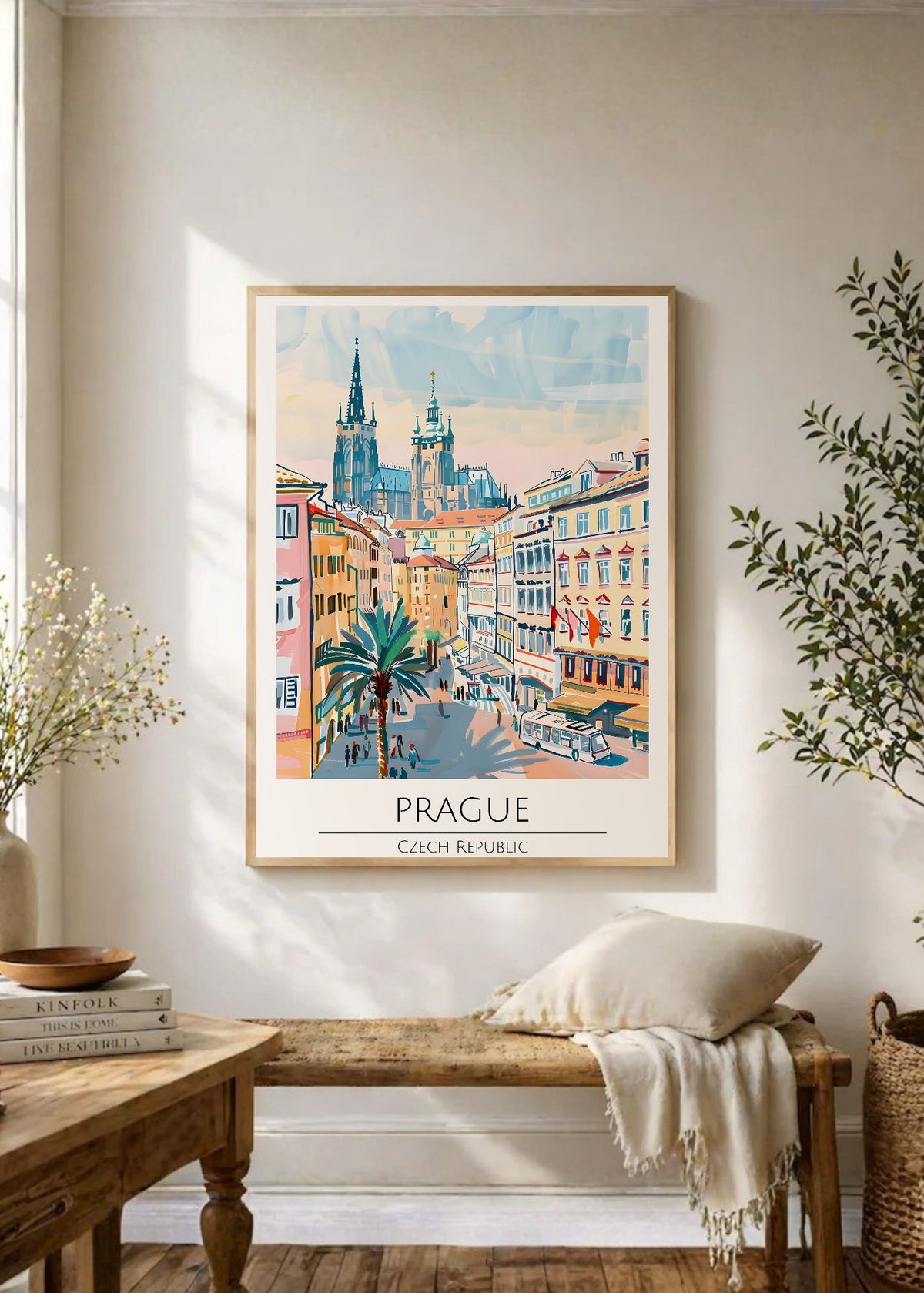 Cuadro Decorativo Travel, Praga, Chequia, Ilustración Castillo