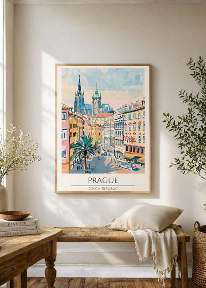 Cuadro Decorativo Travel, Praga, Chequia, Ilustración Castillo