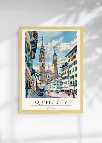Cuadro Decorativo Travel, Quebec Canada, Ilustración Ciudad